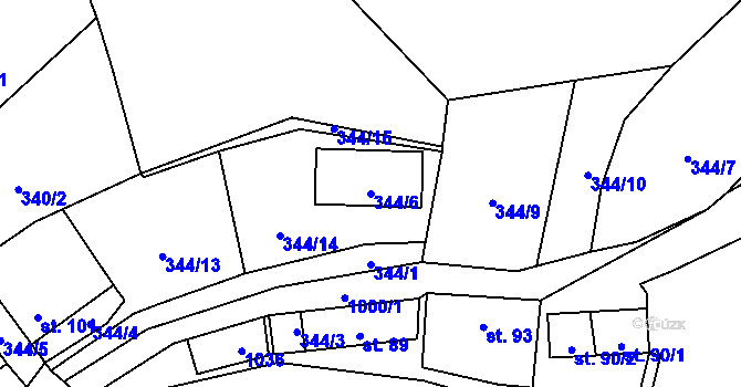 Parcela st. 344/6 v KÚ Žďár u Blanska, Katastrální mapa