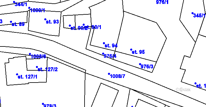 Parcela st. 976/4 v KÚ Žďár u Blanska, Katastrální mapa