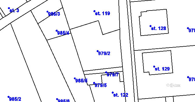 Parcela st. 979/2 v KÚ Žďár u Blanska, Katastrální mapa