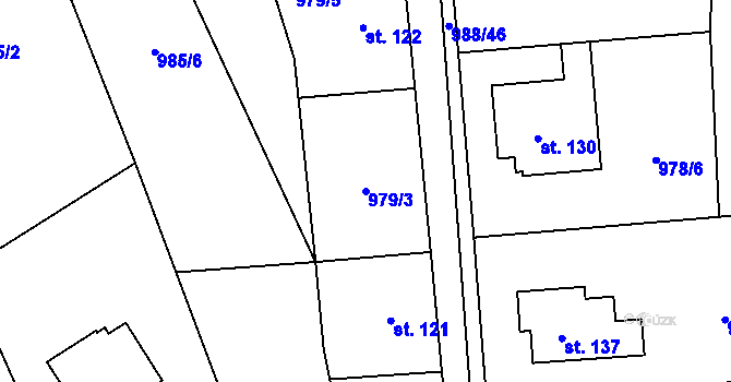 Parcela st. 979/3 v KÚ Žďár u Blanska, Katastrální mapa