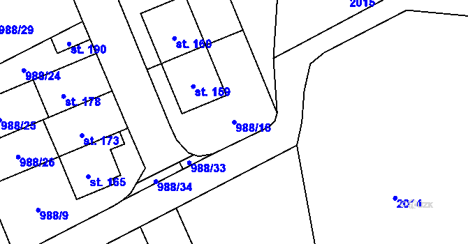 Parcela st. 988/16 v KÚ Žďár u Blanska, Katastrální mapa