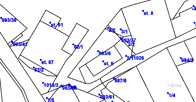 Parcela st. 993/6 v KÚ Žďár u Blanska, Katastrální mapa