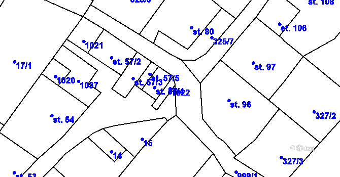Parcela st. 1022 v KÚ Žďár u Blanska, Katastrální mapa