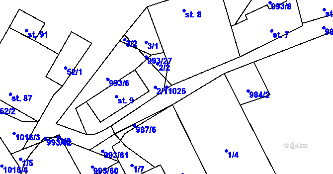 Parcela st. 1026 v KÚ Žďár u Blanska, Katastrální mapa