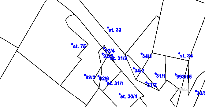 Parcela st. 92/5 v KÚ Žďár u Blanska, Katastrální mapa
