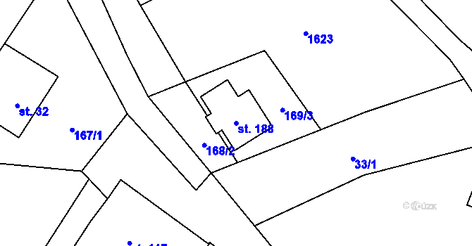 Parcela st. 188 v KÚ Žďár u Blanska, Katastrální mapa