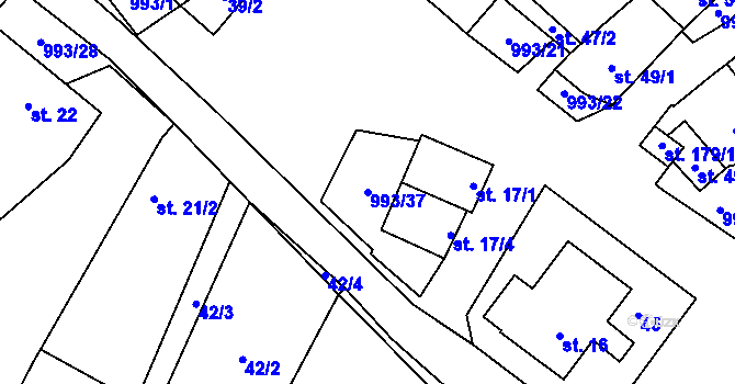 Parcela st. 993/37 v KÚ Žďár u Blanska, Katastrální mapa