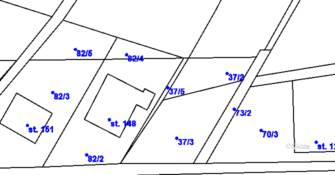 Parcela st. 37/5 v KÚ Žďár u Blanska, Katastrální mapa