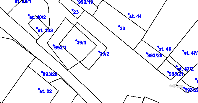Parcela st. 39/2 v KÚ Žďár u Blanska, Katastrální mapa