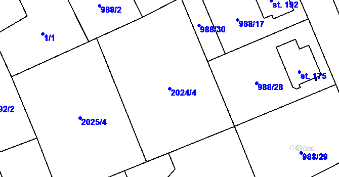 Parcela st. 2024/4 v KÚ Žďár u Blanska, Katastrální mapa