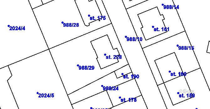 Parcela st. 228 v KÚ Žďár u Blanska, Katastrální mapa