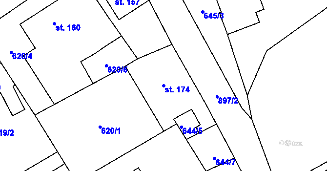 Parcela st. 174 v KÚ Žďár nad Orlicí, Katastrální mapa