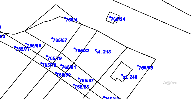 Parcela st. 218 v KÚ Žďár nad Orlicí, Katastrální mapa