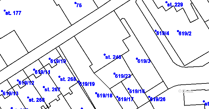 Parcela st. 246 v KÚ Žďár nad Orlicí, Katastrální mapa