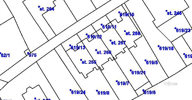 Parcela st. 266 v KÚ Žďár nad Orlicí, Katastrální mapa