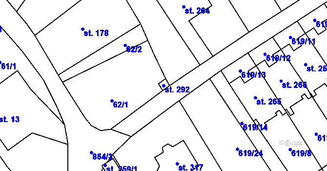 Parcela st. 292 v KÚ Žďár nad Orlicí, Katastrální mapa