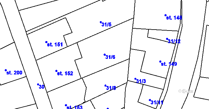 Parcela st. 31/6 v KÚ Žďár nad Orlicí, Katastrální mapa
