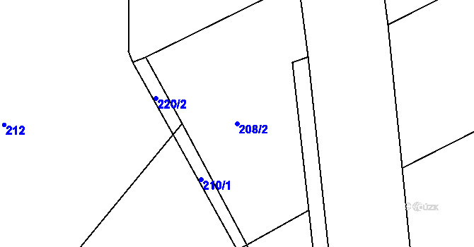 Parcela st. 208/2 v KÚ Žďár nad Orlicí, Katastrální mapa