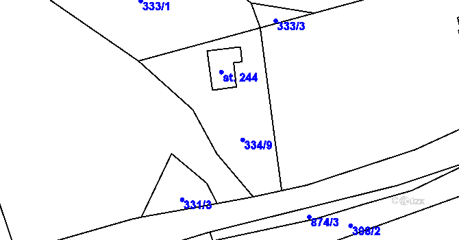 Parcela st. 334/2 v KÚ Žďár nad Orlicí, Katastrální mapa