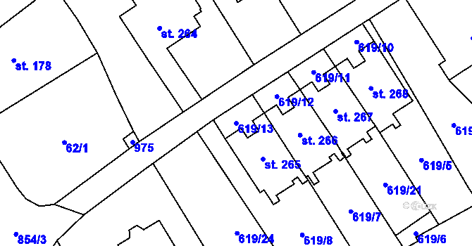 Parcela st. 619/13 v KÚ Žďár nad Orlicí, Katastrální mapa