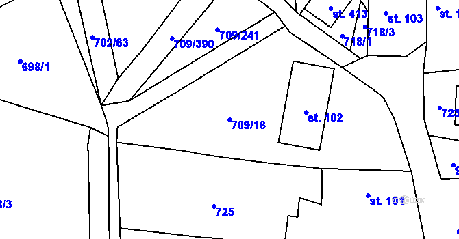 Parcela st. 709/18 v KÚ Žďár nad Orlicí, Katastrální mapa