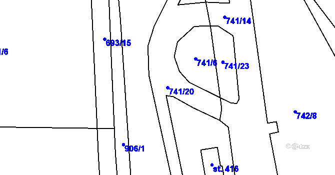 Parcela st. 741/20 v KÚ Žďár nad Orlicí, Katastrální mapa