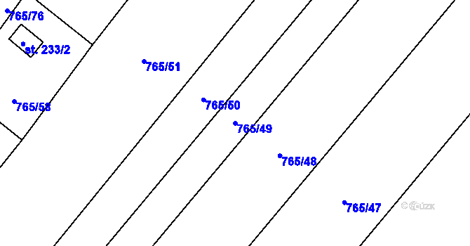 Parcela st. 765/49 v KÚ Žďár nad Orlicí, Katastrální mapa