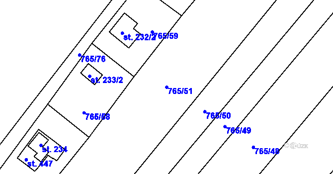 Parcela st. 765/51 v KÚ Žďár nad Orlicí, Katastrální mapa