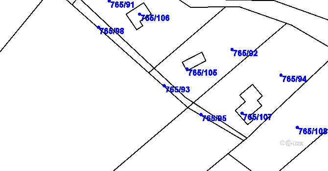 Parcela st. 765/93 v KÚ Žďár nad Orlicí, Katastrální mapa