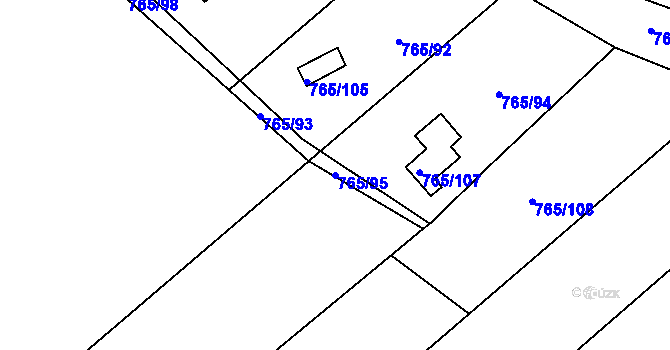 Parcela st. 765/95 v KÚ Žďár nad Orlicí, Katastrální mapa