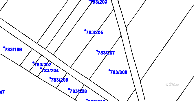 Parcela st. 783/207 v KÚ Žďár nad Orlicí, Katastrální mapa