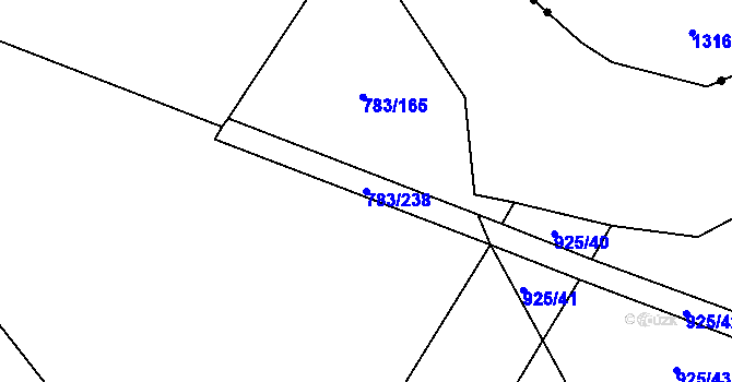 Parcela st. 783/238 v KÚ Žďár nad Orlicí, Katastrální mapa