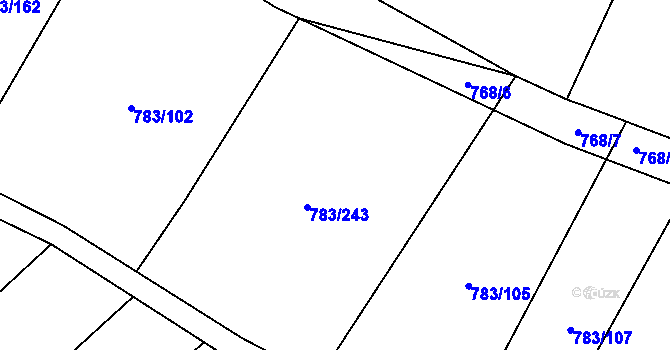 Parcela st. 783/243 v KÚ Žďár nad Orlicí, Katastrální mapa