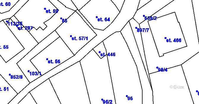 Parcela st. 446 v KÚ Žďár nad Orlicí, Katastrální mapa