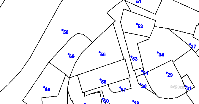 Parcela st. 56 v KÚ Město Žďár, Katastrální mapa