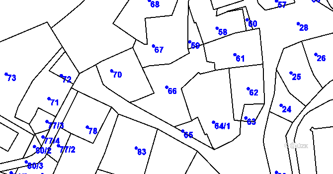 Parcela st. 66 v KÚ Město Žďár, Katastrální mapa