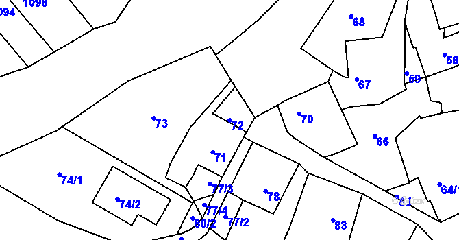 Parcela st. 72 v KÚ Město Žďár, Katastrální mapa