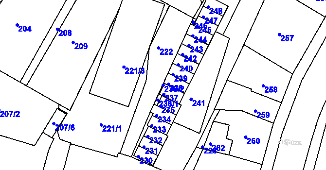 Parcela st. 236/2 v KÚ Město Žďár, Katastrální mapa