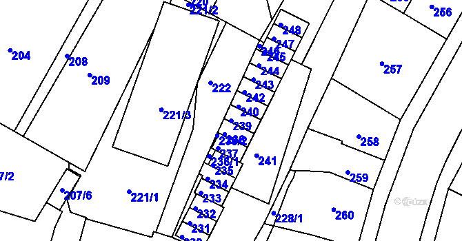 Parcela st. 239 v KÚ Město Žďár, Katastrální mapa