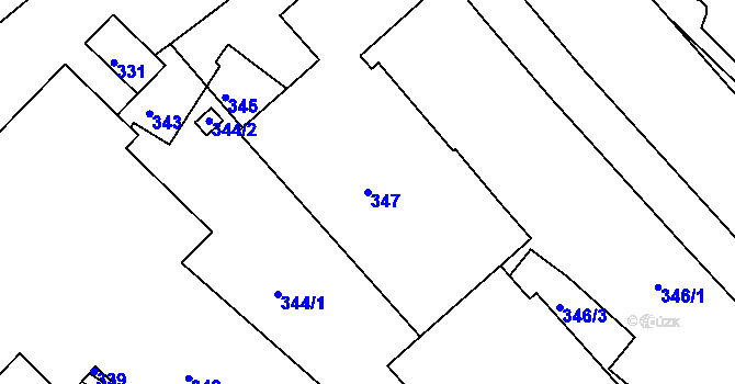Parcela st. 347 v KÚ Město Žďár, Katastrální mapa