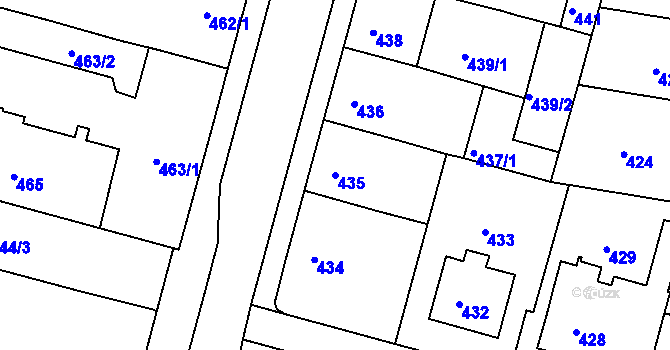 Parcela st. 435 v KÚ Město Žďár, Katastrální mapa