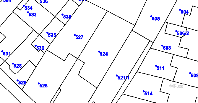 Parcela st. 524 v KÚ Město Žďár, Katastrální mapa