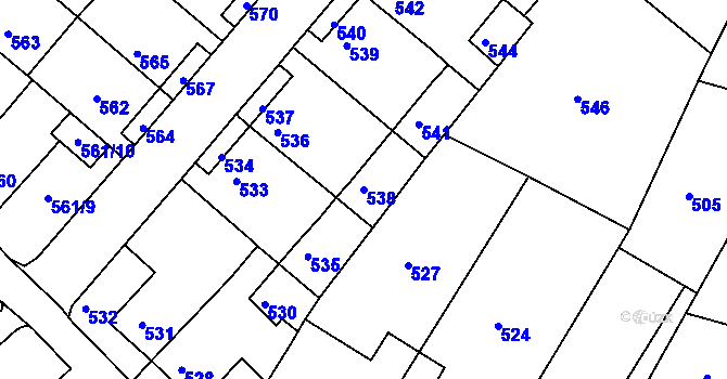 Parcela st. 538 v KÚ Město Žďár, Katastrální mapa
