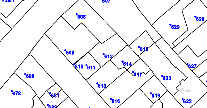 Parcela st. 612 v KÚ Město Žďár, Katastrální mapa