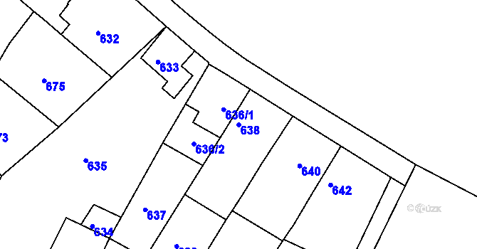 Parcela st. 638 v KÚ Město Žďár, Katastrální mapa