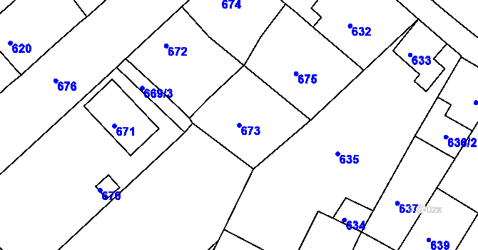 Parcela st. 673 v KÚ Město Žďár, Katastrální mapa