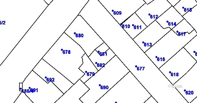 Parcela st. 681 v KÚ Město Žďár, Katastrální mapa