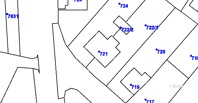 Parcela st. 721 v KÚ Město Žďár, Katastrální mapa