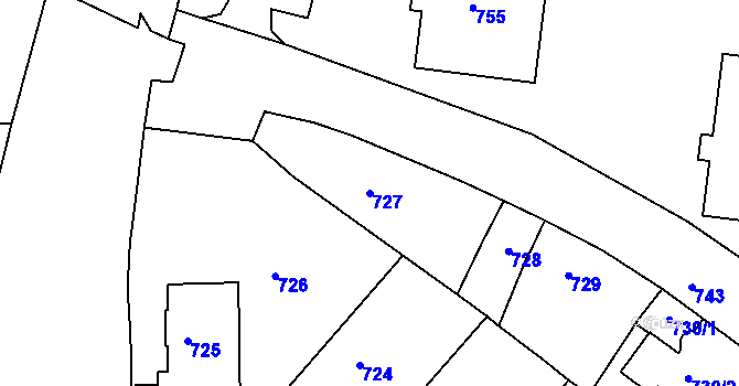 Parcela st. 727 v KÚ Město Žďár, Katastrální mapa