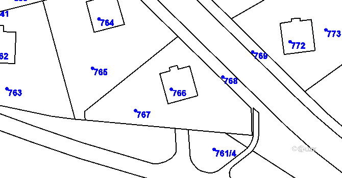 Parcela st. 766 v KÚ Město Žďár, Katastrální mapa
